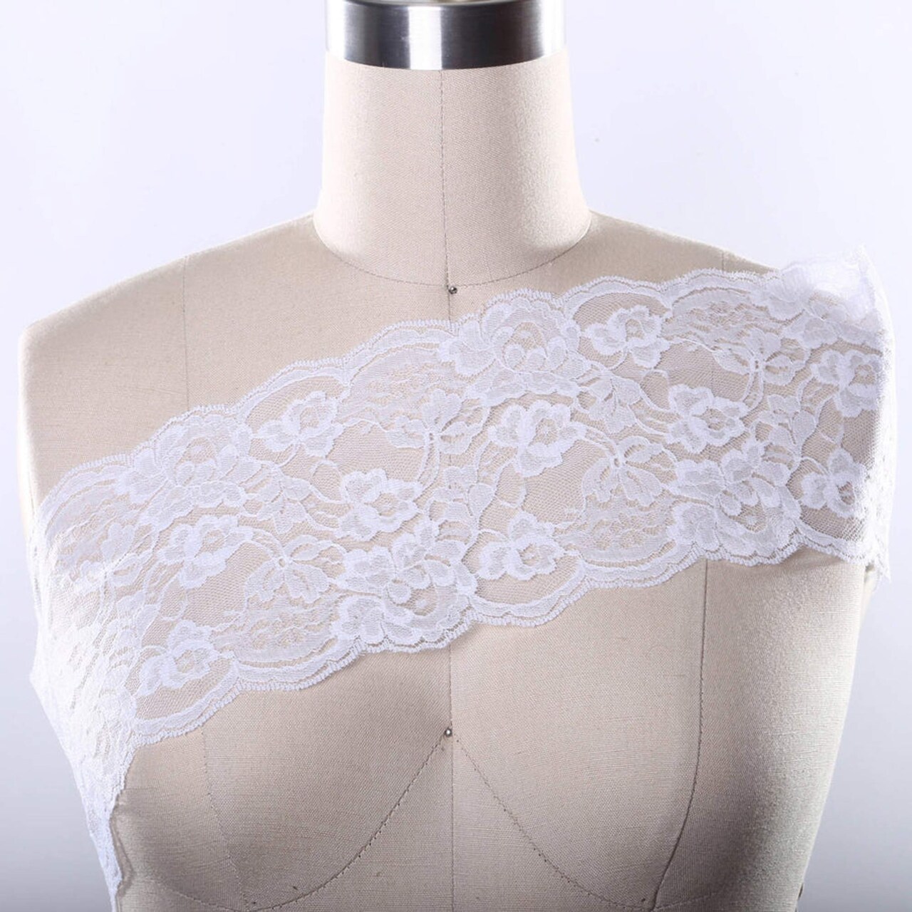 2 Yards Exquisite White Polyester Double Scalloped Floral Lace Trim 5 Inch Wide